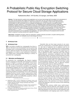 A Probabilistic Public Key Encryption Switching Protocol for Secure Cloud Storage Applications