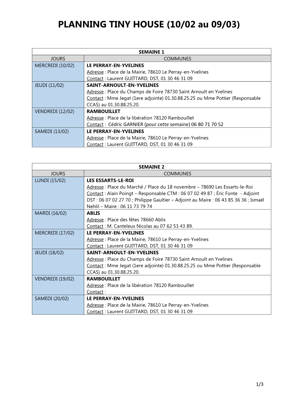 PLANNING TINY HOUSE (10/02 Au 09/03)