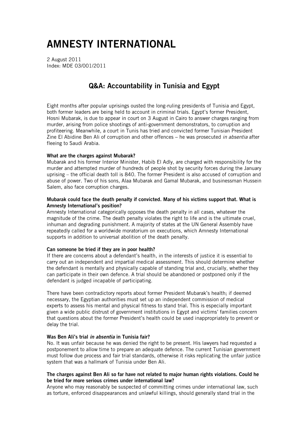 Accountability in Tunisia and Egypt
