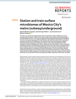 Station and Train Surface Microbiomes of Mexico City's Metro
