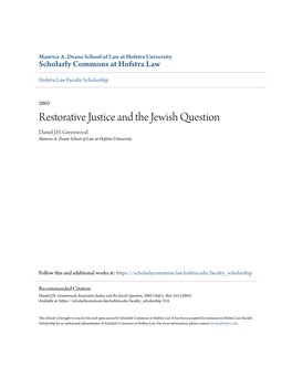 Restorative Justice and the Jewish Question Daniel J.H