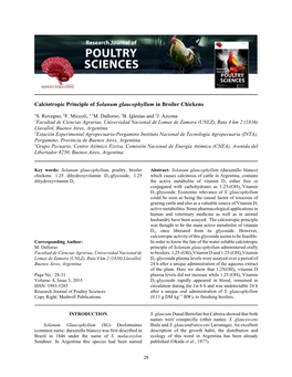 Calciotropic Principle of Solanum Glaucophyllum in Broiler Chickens