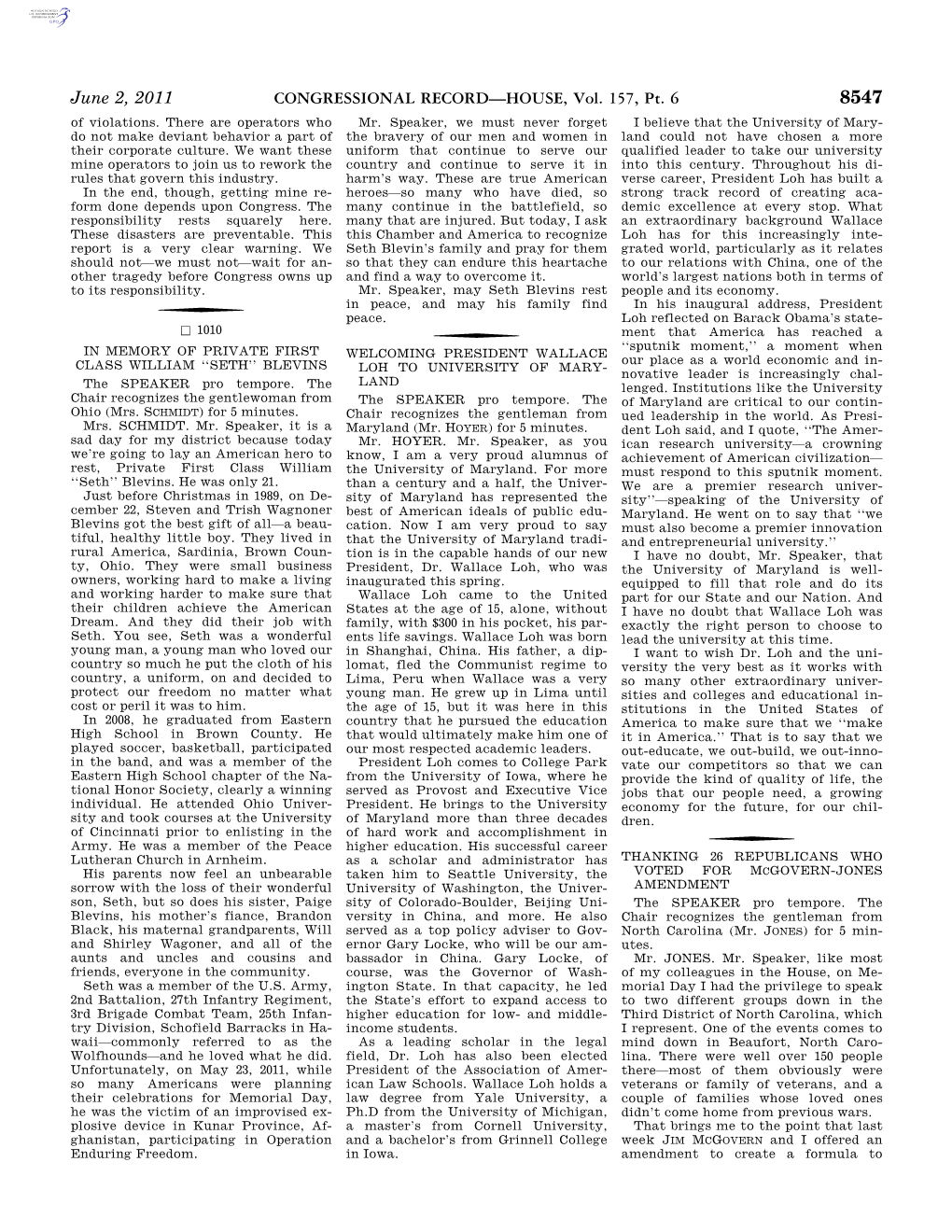 CONGRESSIONAL RECORD—HOUSE, Vol. 157, Pt. 6 June 2