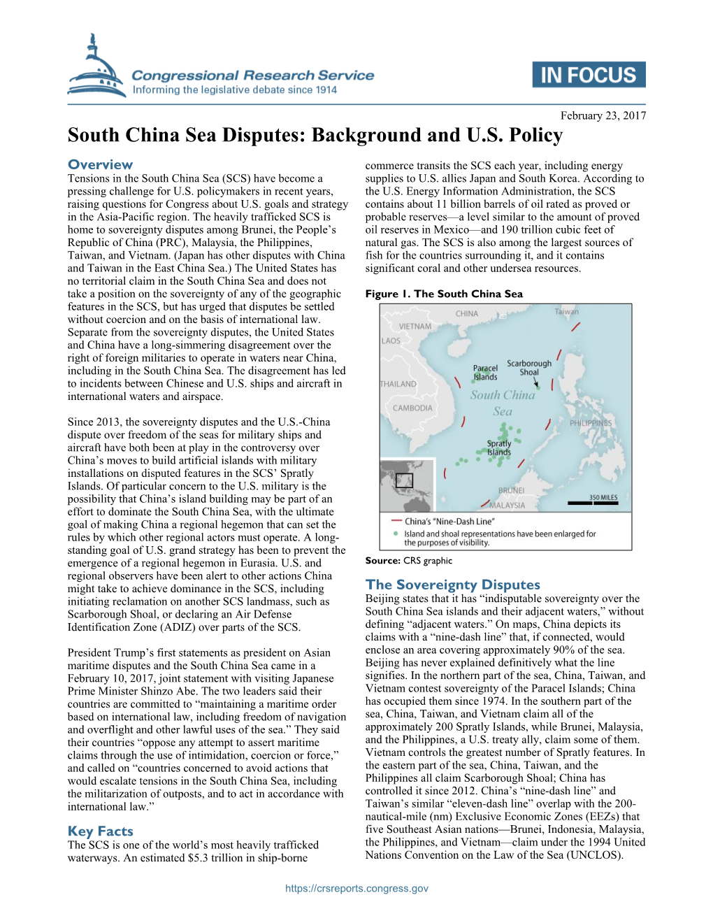 South China Sea Disputes: Background and U.S
