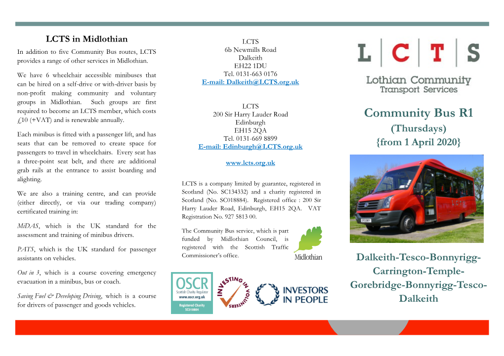 Community Bus R1 £10 (+VAT) and Is Renewable Annually