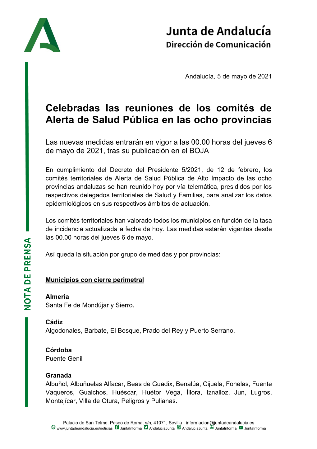 Celebradas Las Reuniones De Los Comités De Alerta De Salud Pública En Las Ocho Provincias