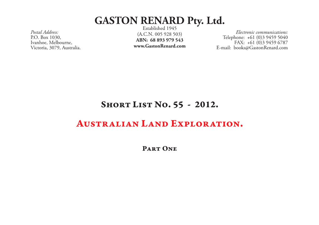 GASTON RENARD Pty. Ltd. Australian Land Exploration