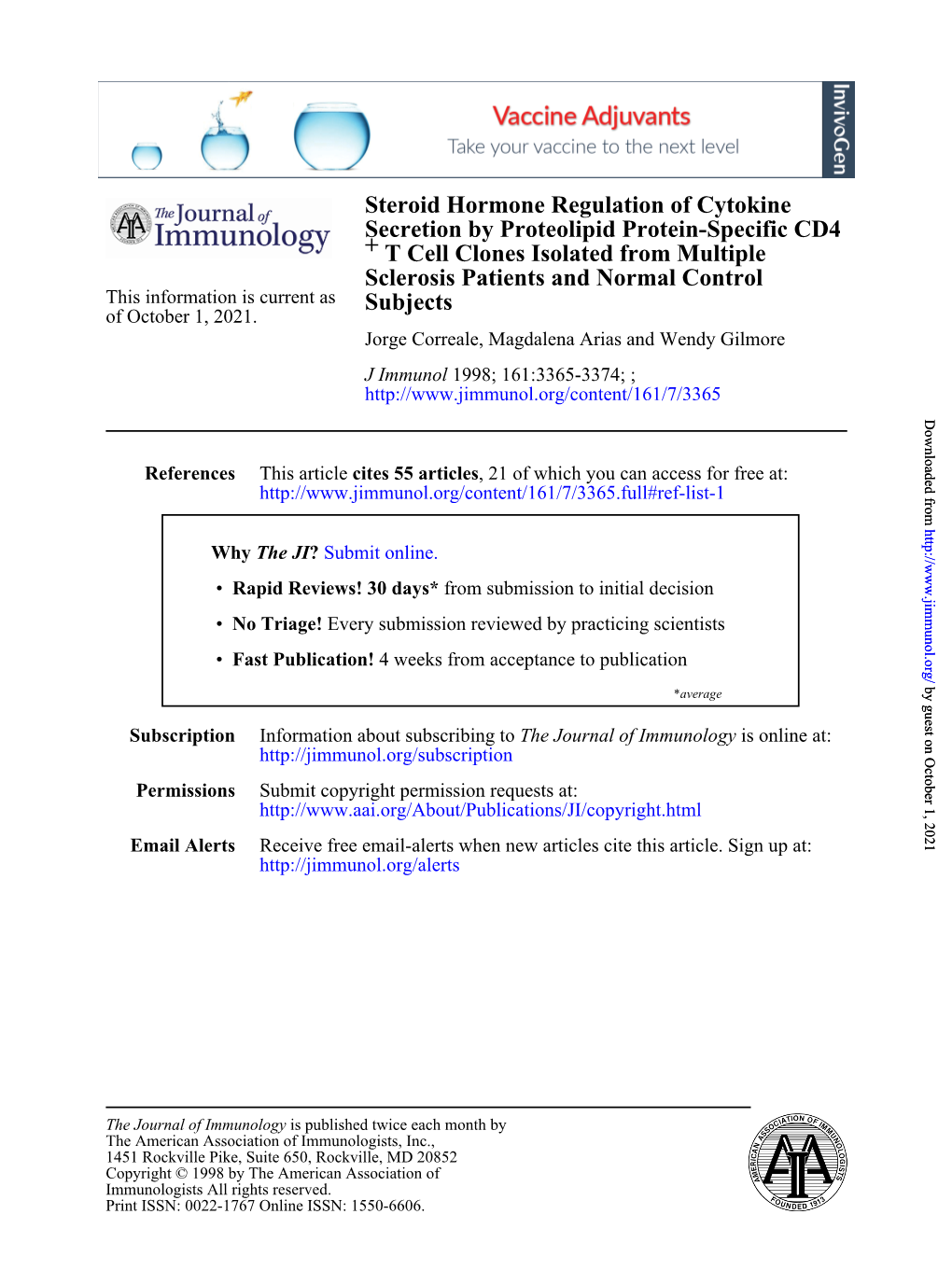 Subjects Sclerosis Patients and Normal Control T Cell Clones