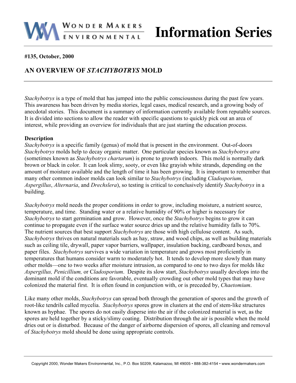 An Overview of Stachybotrys Mold