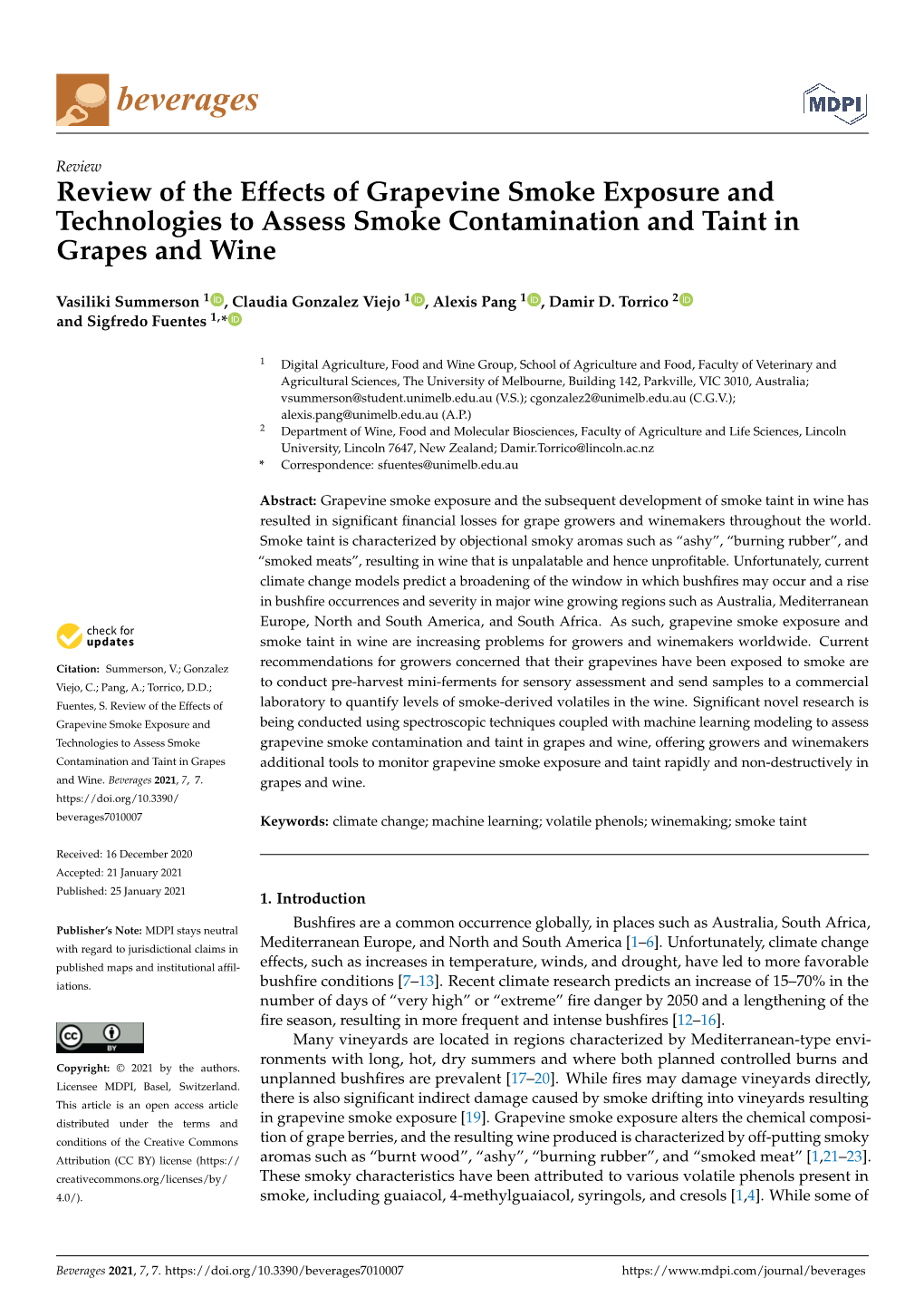 Review of the Effects of Grapevine Smoke Exposure and Technologies to Assess Smoke Contamination and Taint in Grapes and Wine