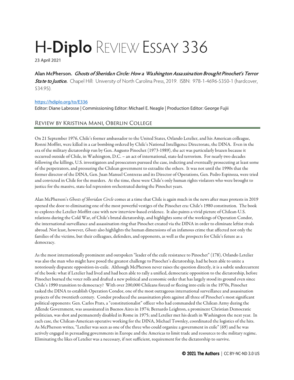 H-Diplo REVIEW ESSAY 336 23 April 2021