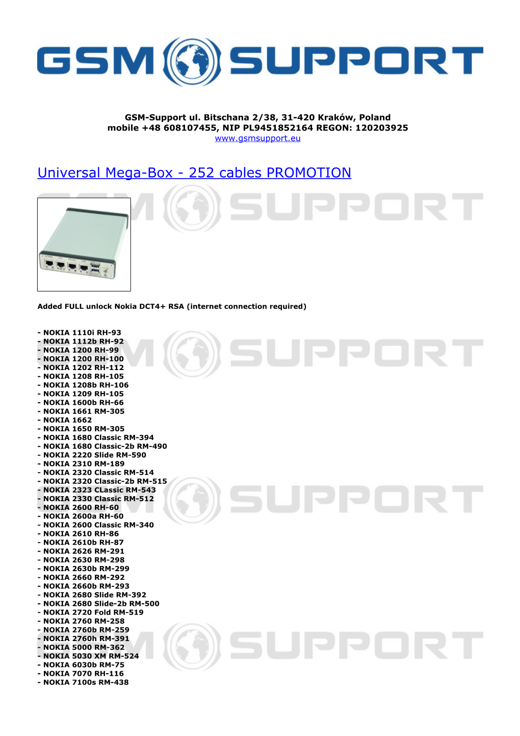 Universal Mega-Box - 252 Cables PROMOTION