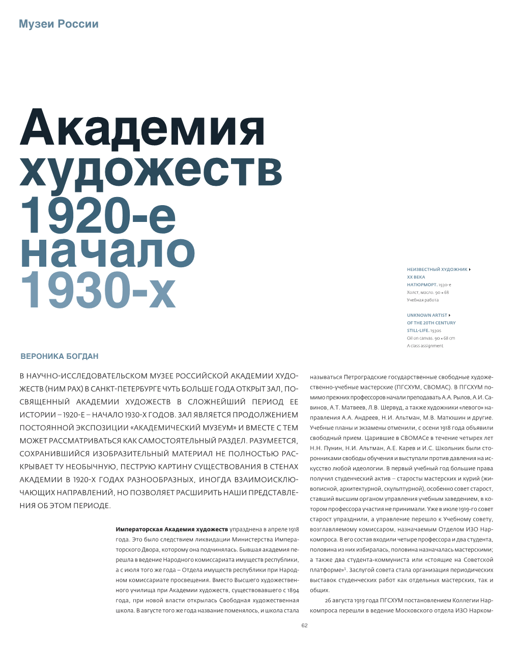 Академия Художеств 1920-E Началo 1930-X