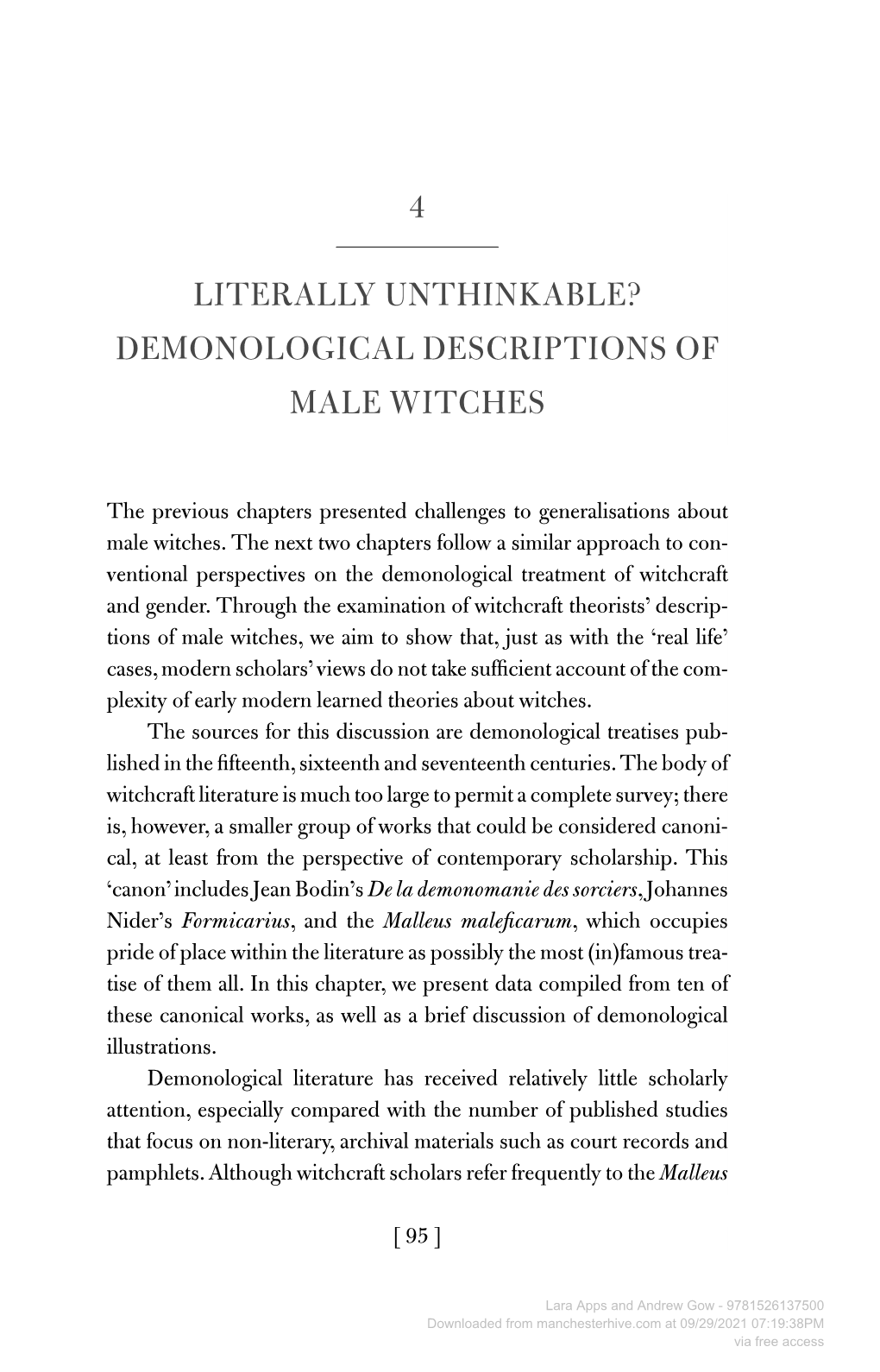 Male Witches in Early Modern Europe