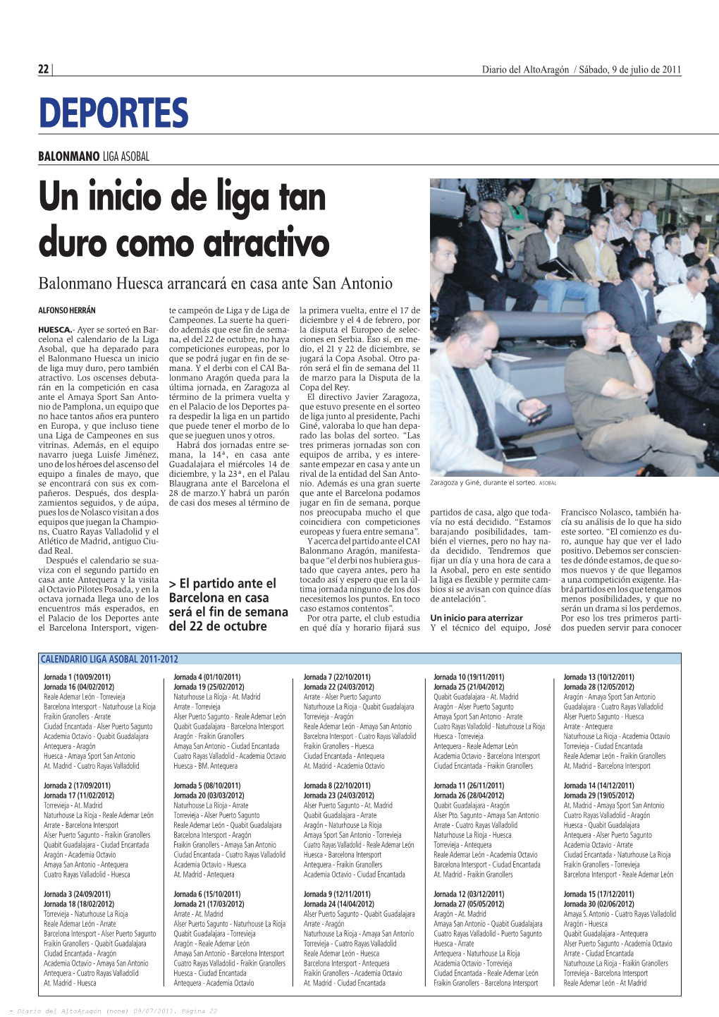 Diario Del Altoaragón / Sábado, 9 De Julio De 2011 Deportes