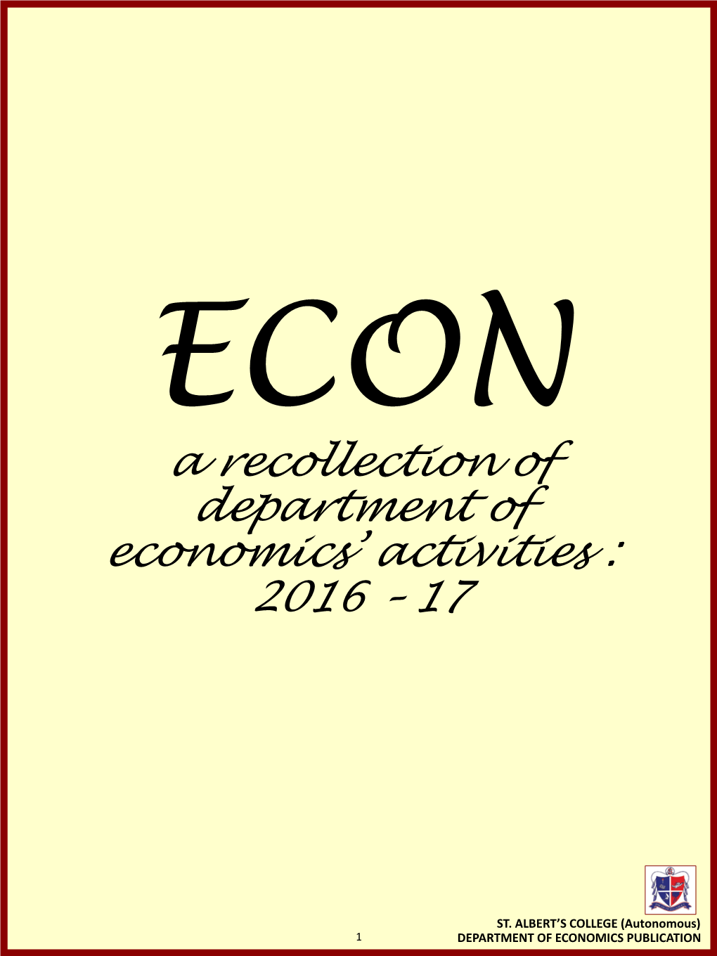 ECON a Recollection of 2016 – 17 Department Activities