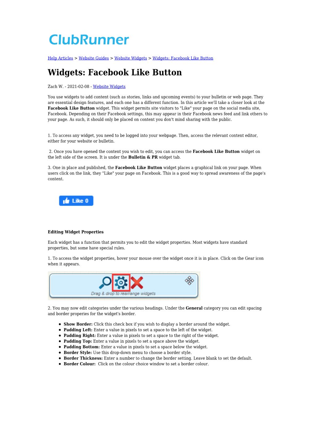 Widgets: Facebook Like Button Widgets: Facebook Like Button