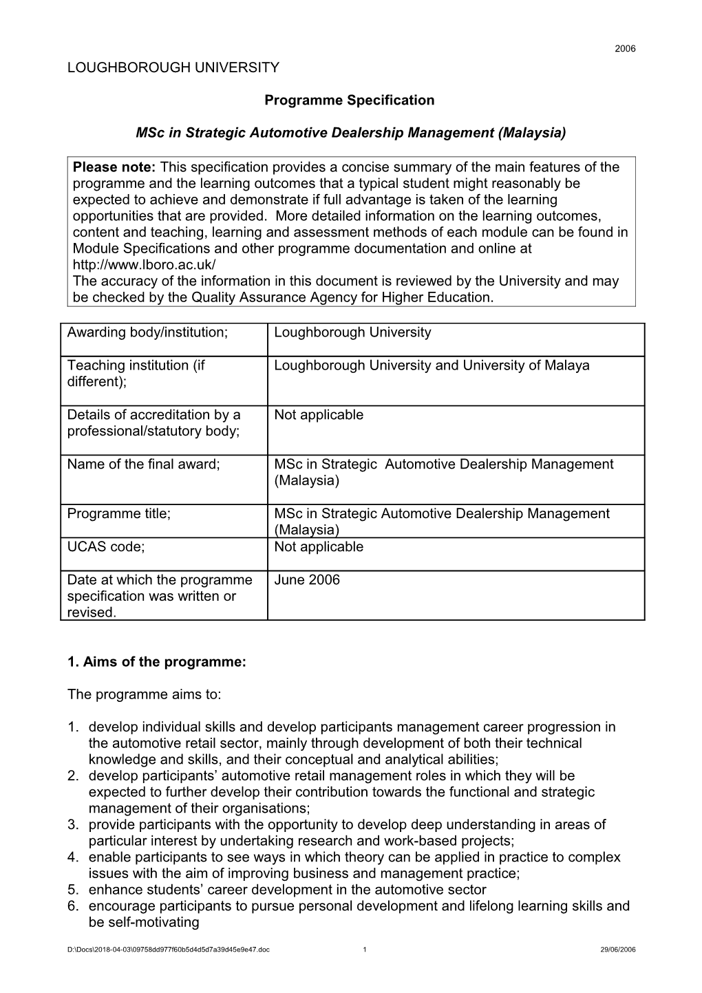 Msc in Strategic Automotive Dealership Management (Malaysia)