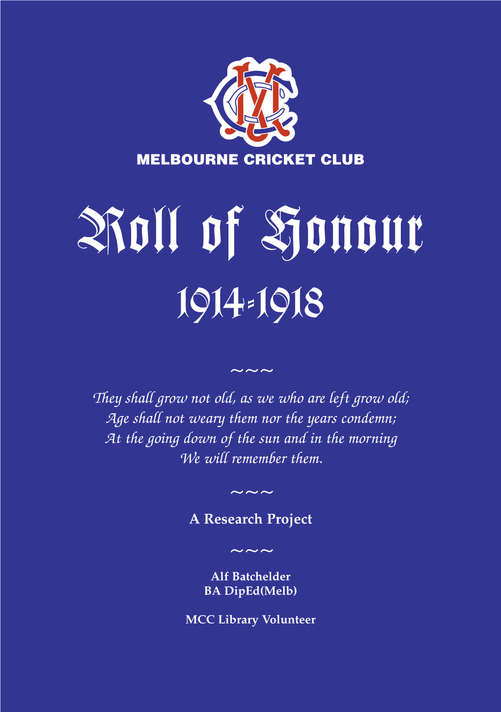 MCC Roll of Honour 1914-18