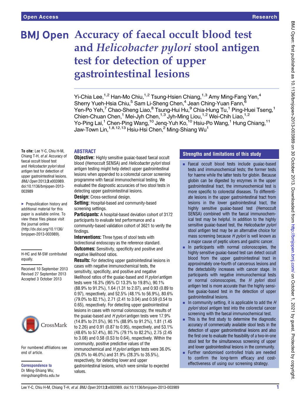 Accuracy of Faecal Occult Blood Test and Helicobacter Pylori Stool Antigen Test for Detection of Upper Gastrointestinal Lesions