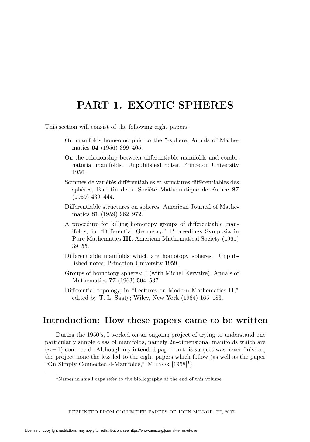 Part 1. Exotic Spheres