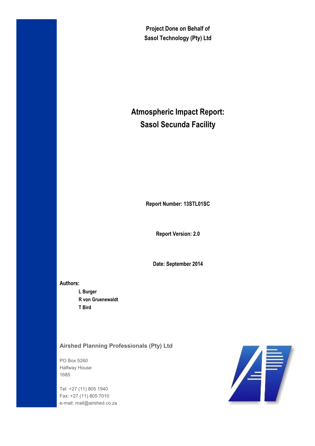 Atmospheric Impact Report: Sasol Secunda Facility