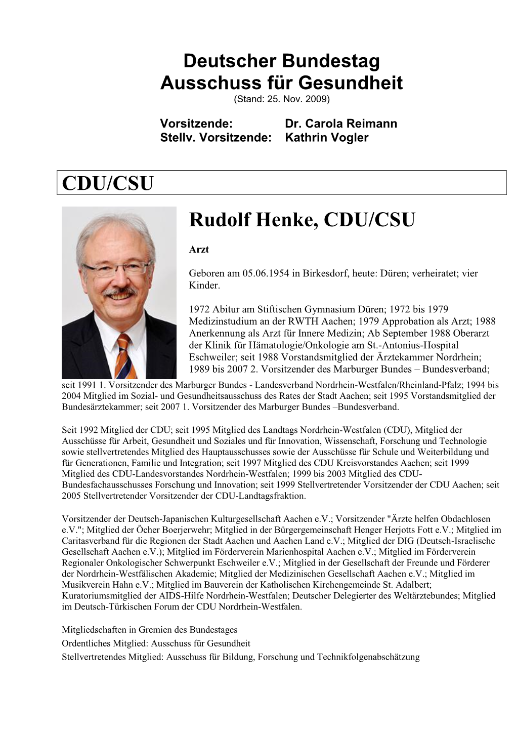 CDU/CSU Rudolf Henke, CDU/CSU