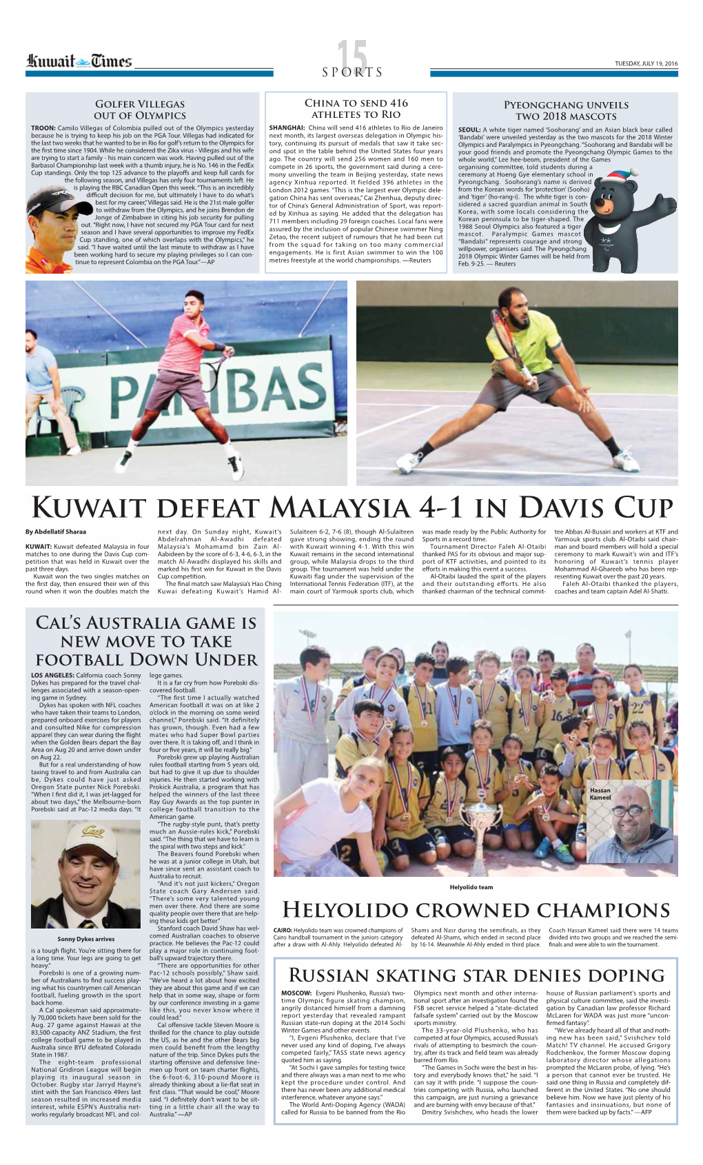 Kuwait Defeat Malaysia 4-1 in Davis Cup