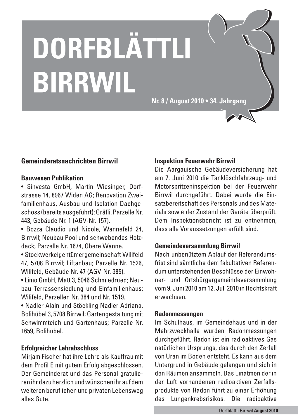 DORFBLÄTTLI BIRRWIL Nr