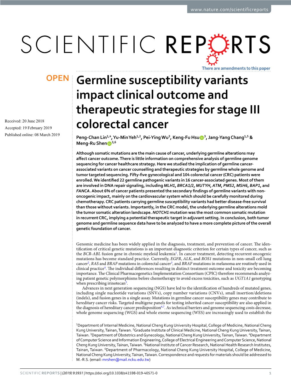 Germline Susceptibility Variants Impact Clinical Outcome and Therapeutic