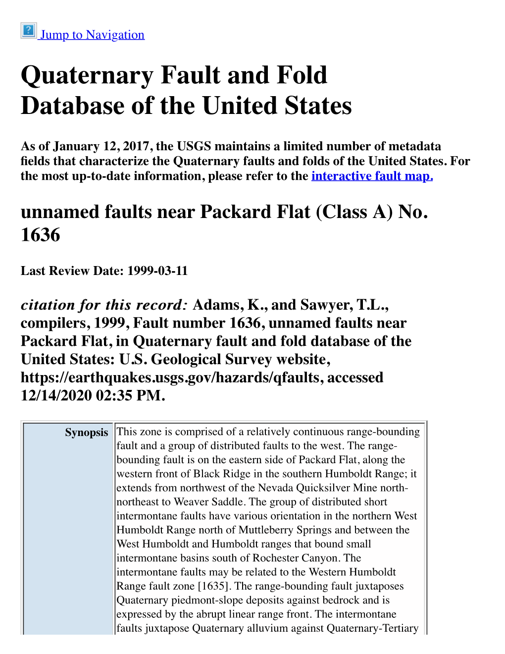 Quaternary Fault and Fold Database of the United States