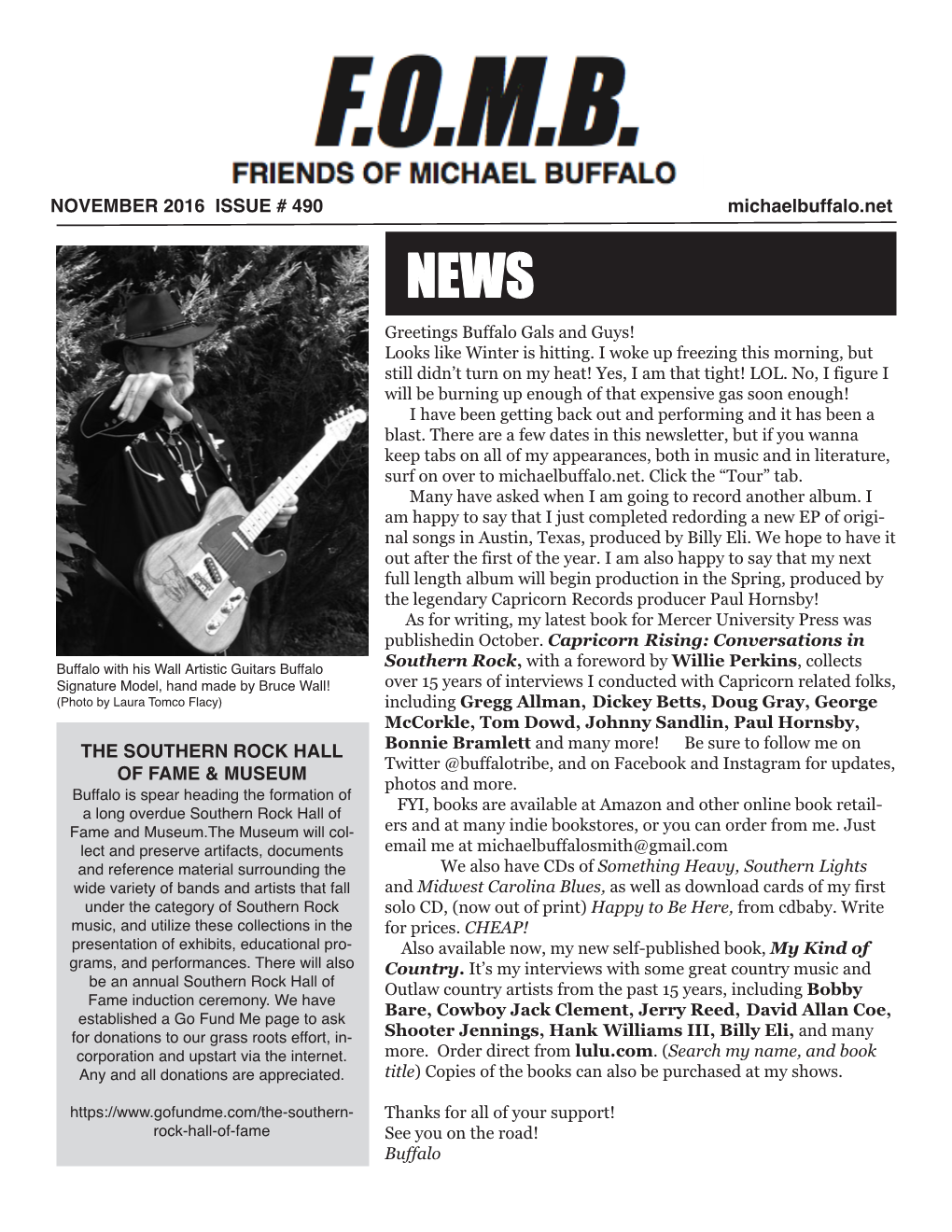 NOVEMBER 2016 ISSUE # 490 Michaelbuffalo.Net THE