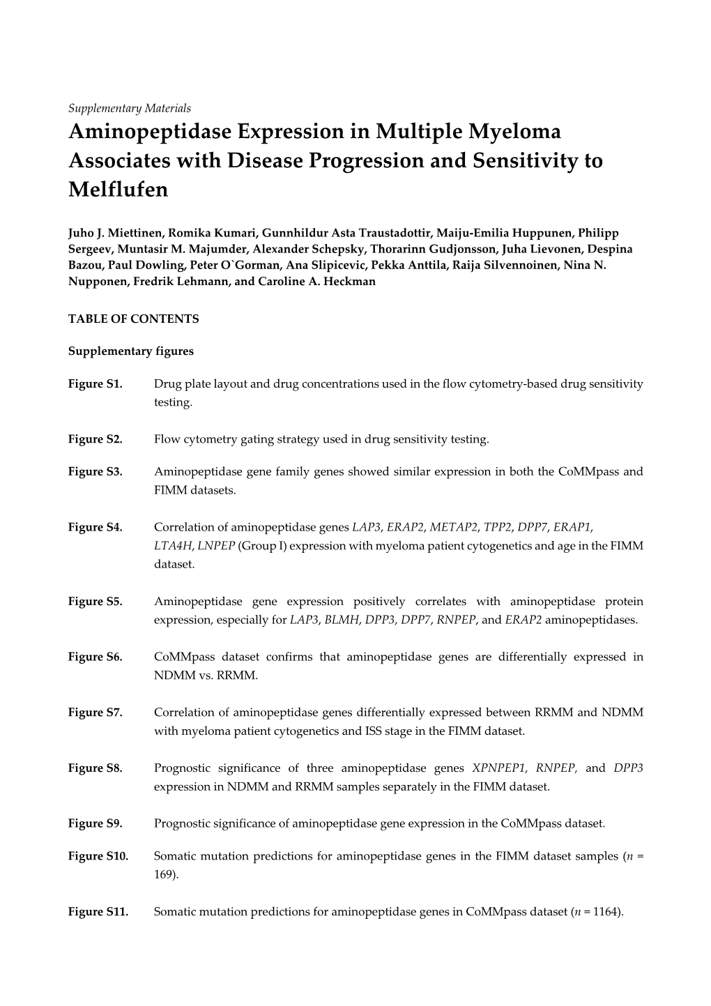 Aminopeptidase Expression in Multiple Myeloma Associates with Disease Progression and Sensitivity to Melflufen