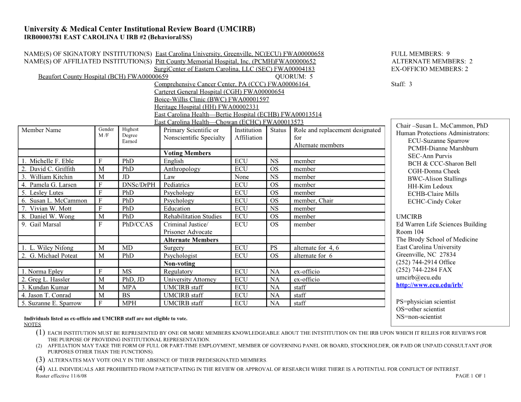 University & Medical Center Institutional Review Board (UMCIRB)