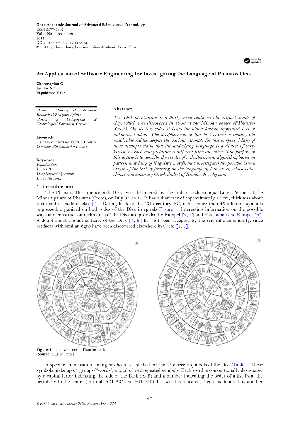 An Application of Software Engineering for Investigating the Language of Phaistos Disk 1. Introduction