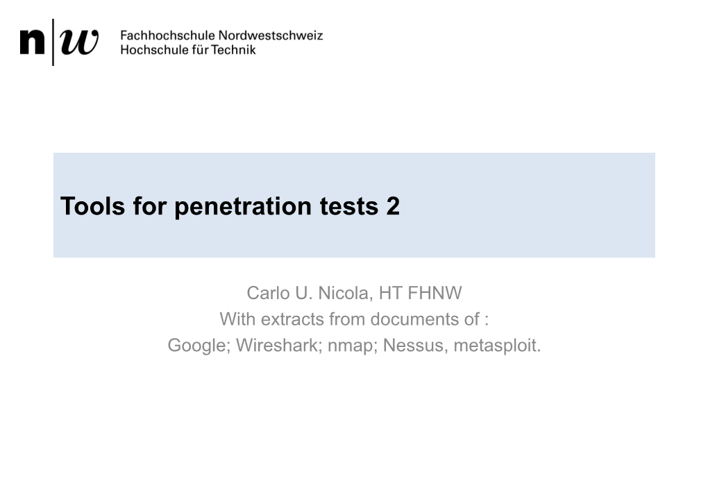 Tools for Penetration Tests 2