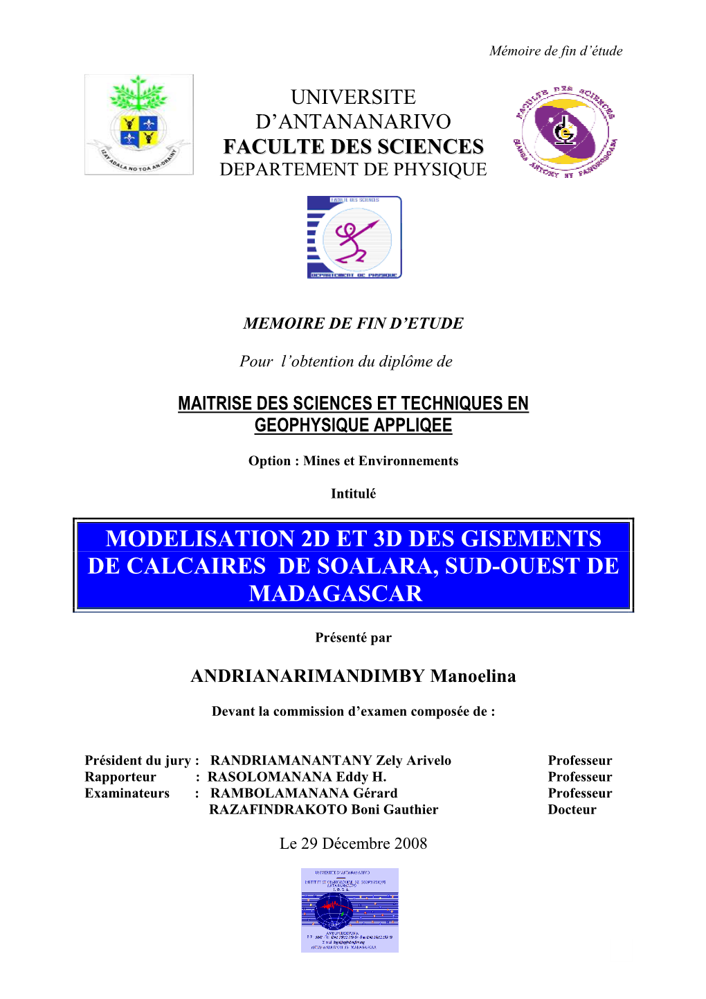 Chapitre III LES GISEMENTS DE CALCAIRE a MADAGASCAR