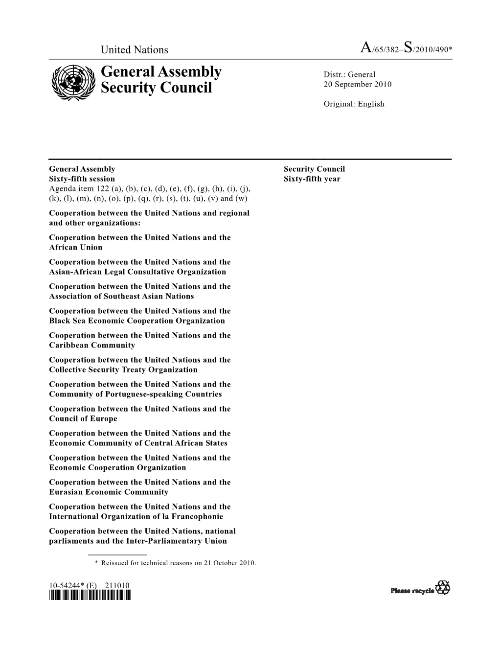 General Assembly Security Council