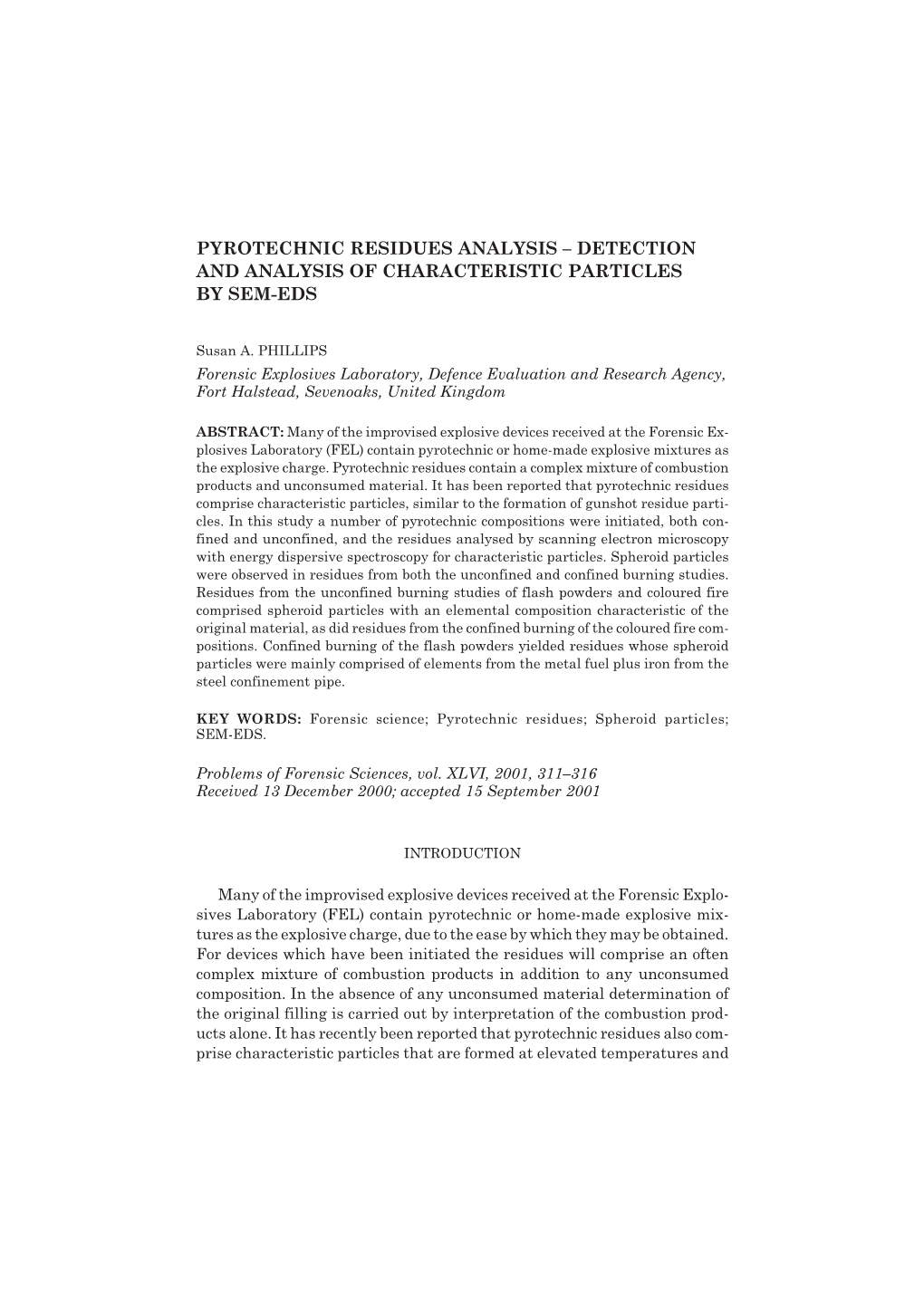 Detection and Analysis of Characteristic Particles by Sem-Eds