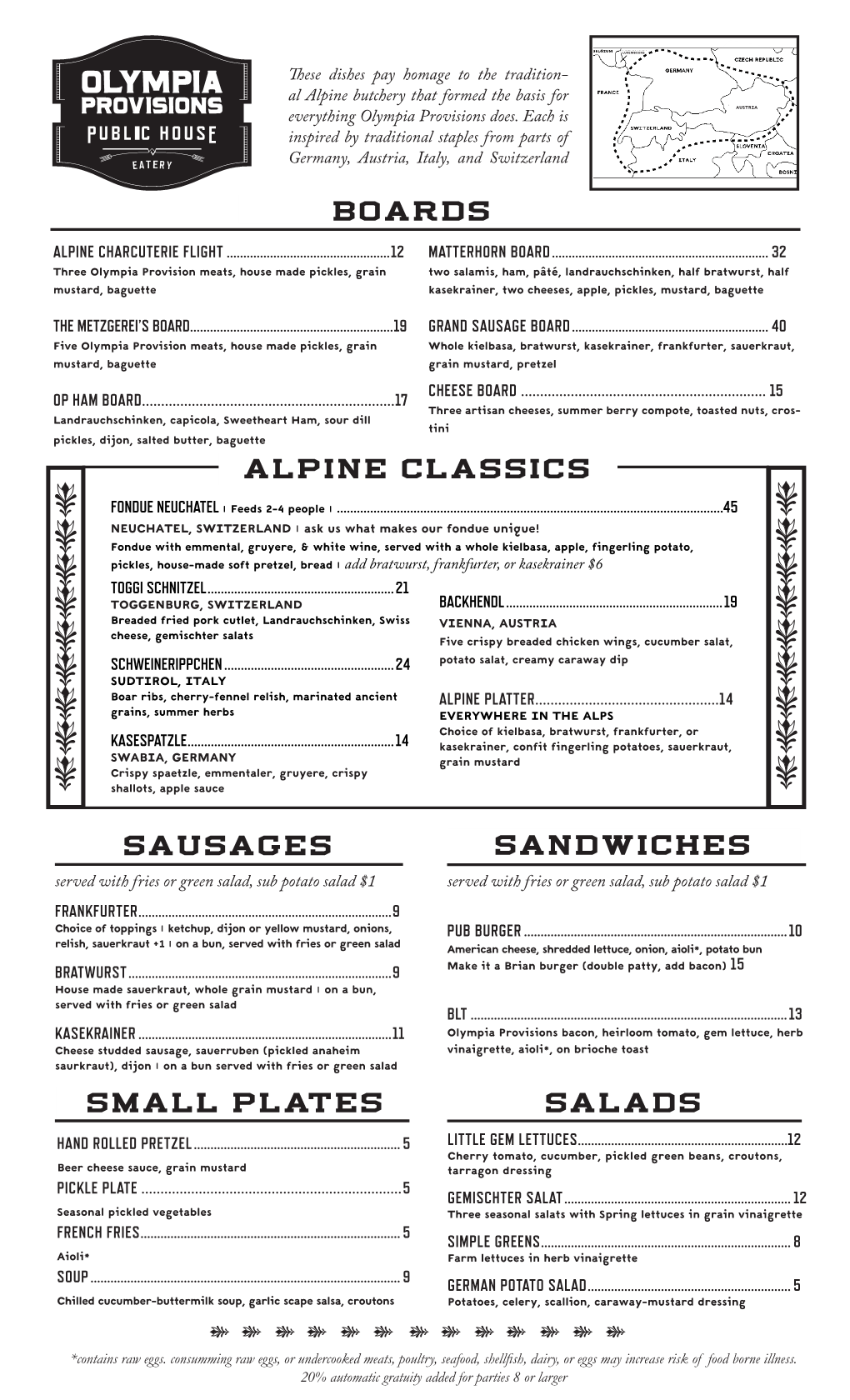 Sandwiches Salads Small Plates Alpine Classics