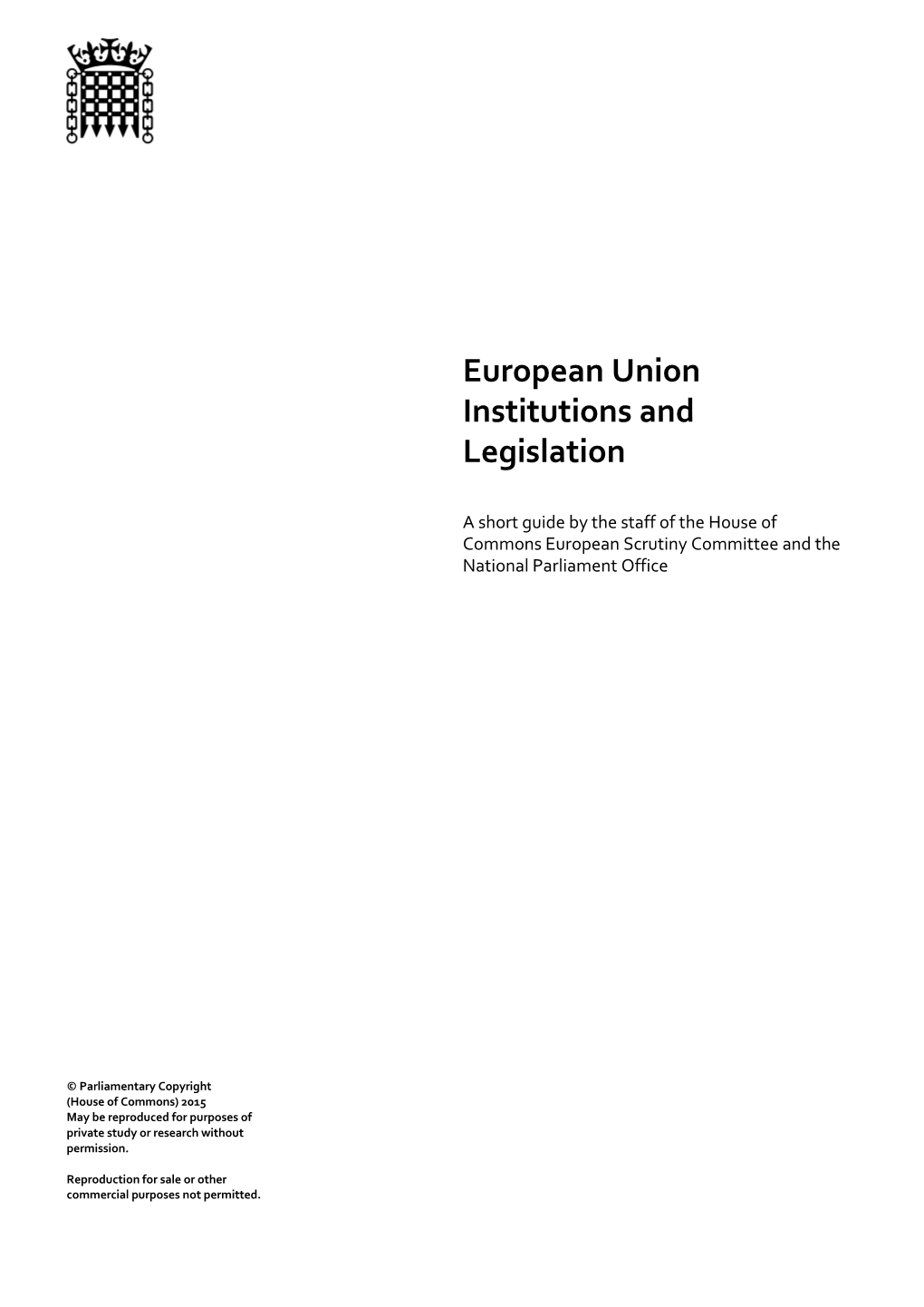 European Union Institutions and Legislation