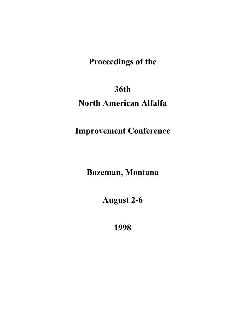 Proceedings of the 36Th North American Alfalfa Improvement