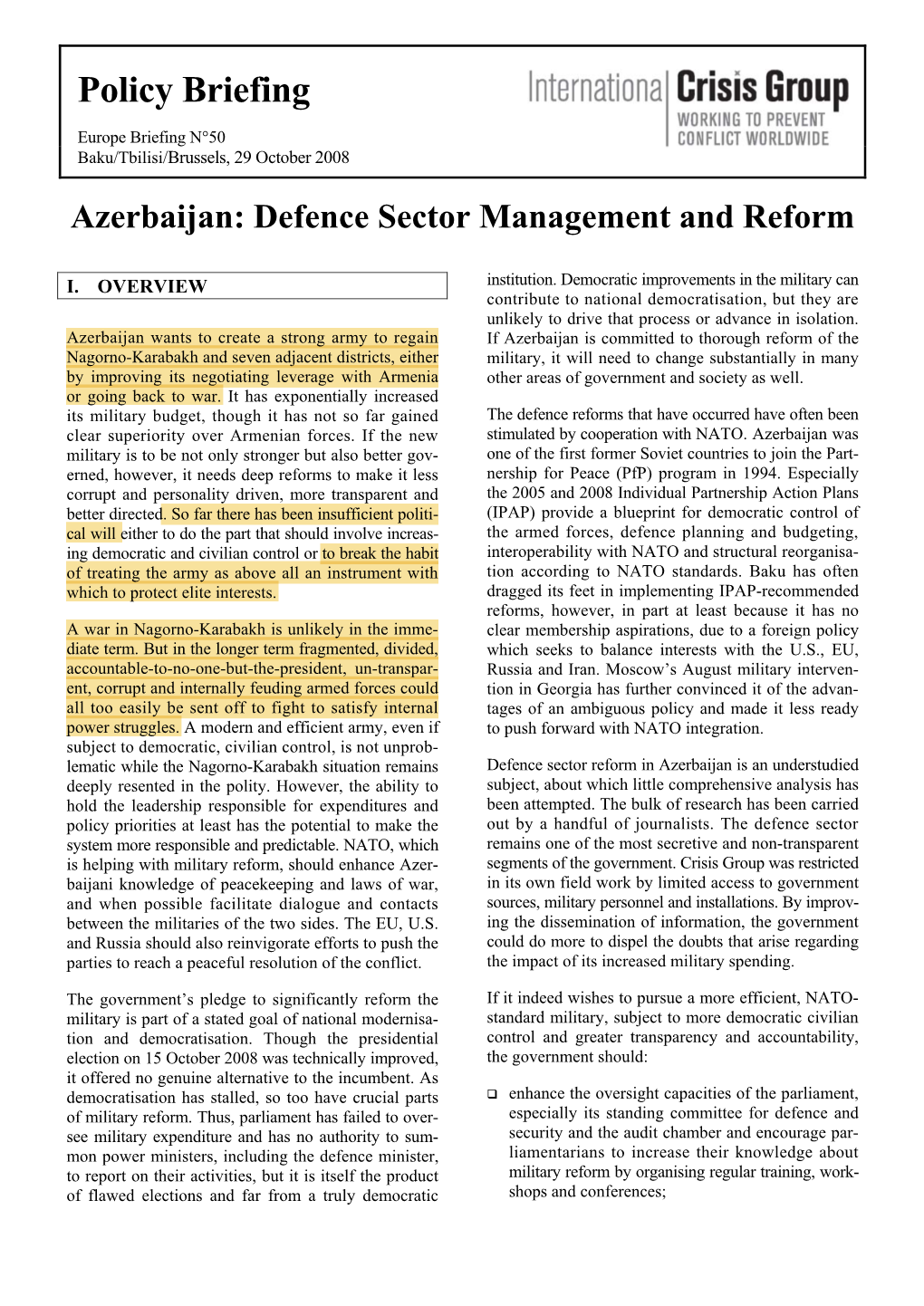 Defence Sector Management and Reform