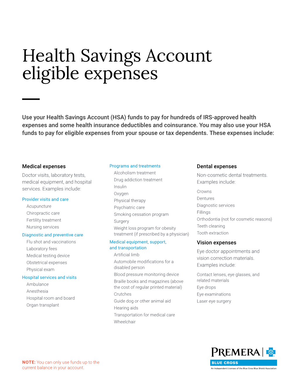 HSA-Eligible Expenses