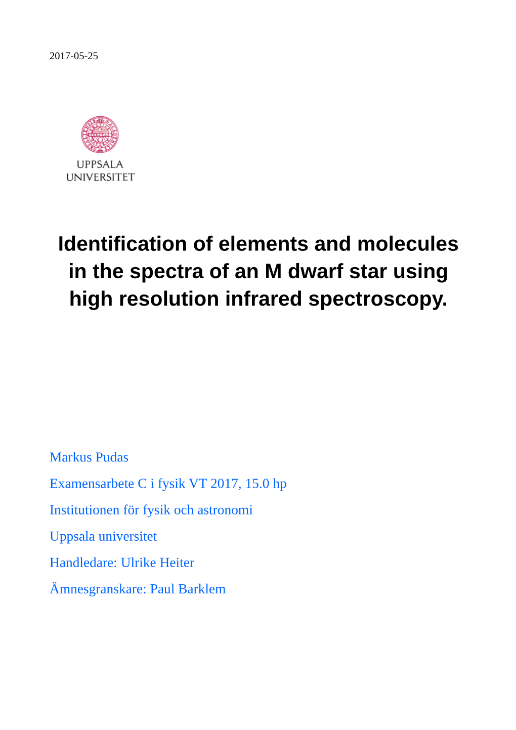 Identification of Elements and Molecules in the Spectra of an M Dwarf Star Using High Resolution Infrared Spectroscopy