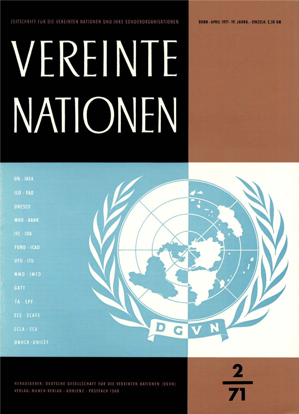 Zeitschrift Für Die Vereinten Nationen Und Ihre Sonderorganisationen Bonn • April 1971 • 19