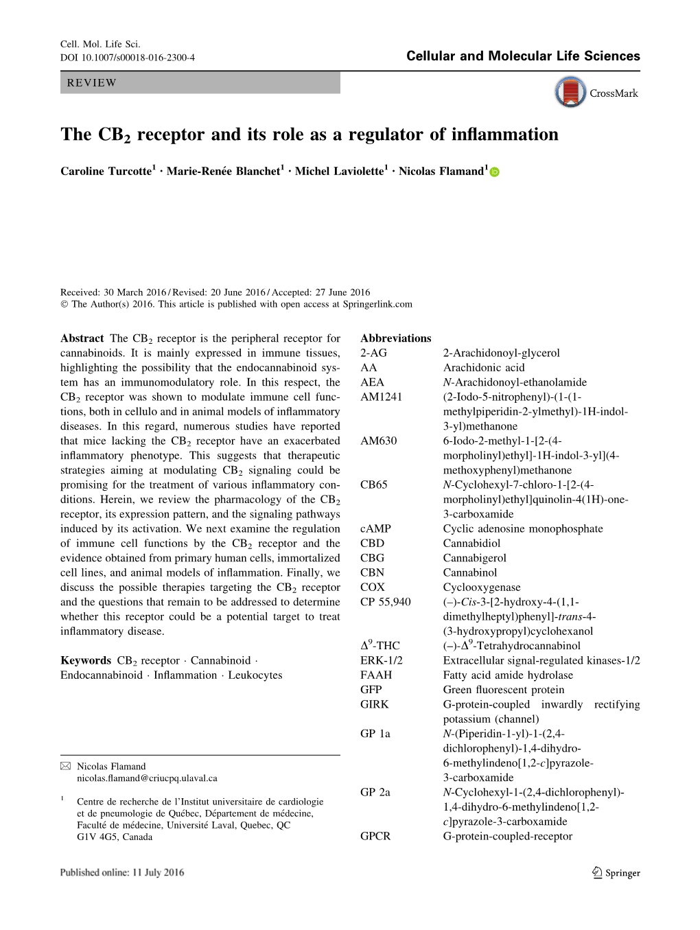 The CB2 Receptor and Its Role As a Regulator of Inflammation