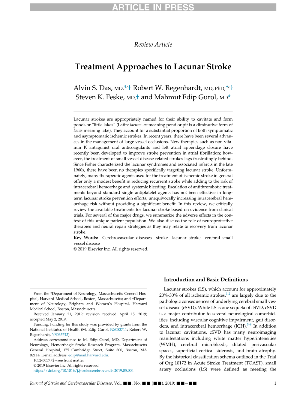 Treatment Approaches to Lacunar Stroke