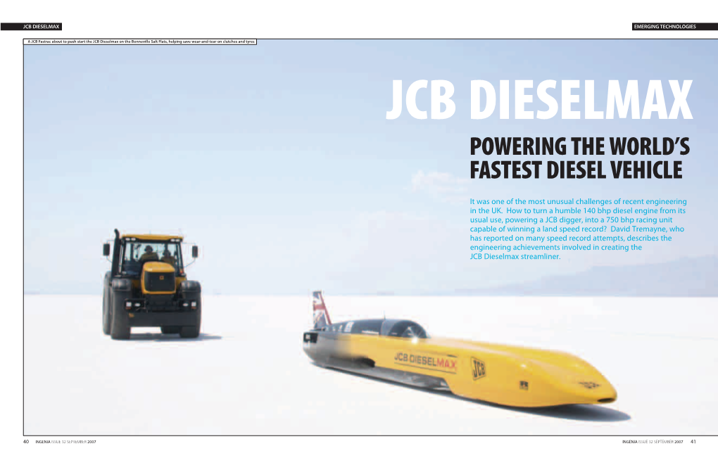 Jcb Dieselmax Powering the World's Fastest Diesel Vehicle