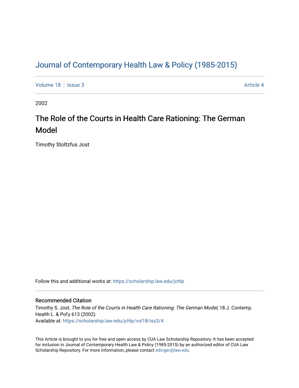 The Role of the Courts in Health Care Rationing: the German Model